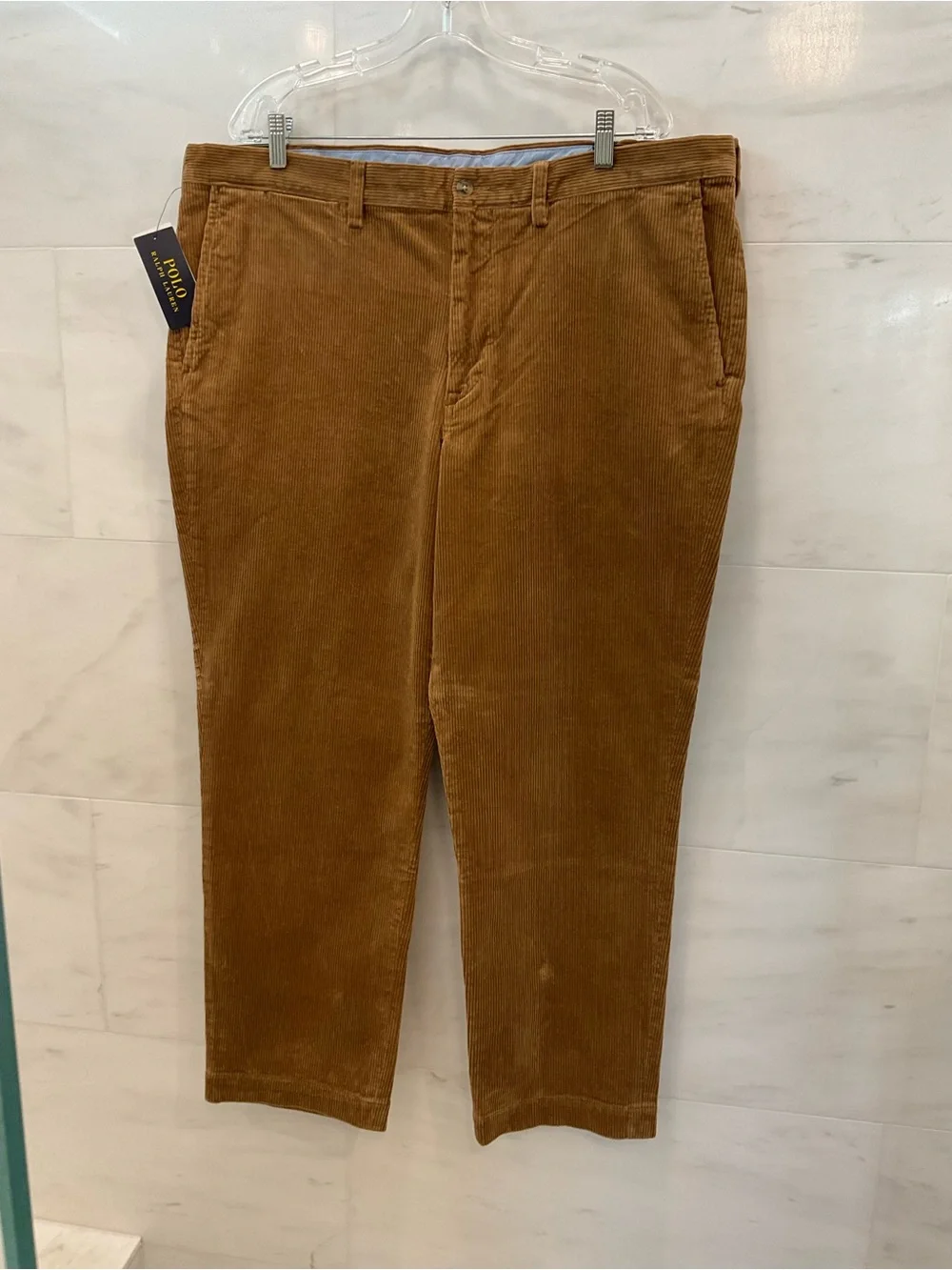 POLO Ralph Lauren Golden Brown CORDUROY Stretch Straight Fit Pants sz 40-30 T85